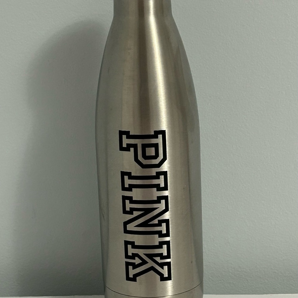 PINK Victoria's Secret Silver Stainless Steel Water Bottle